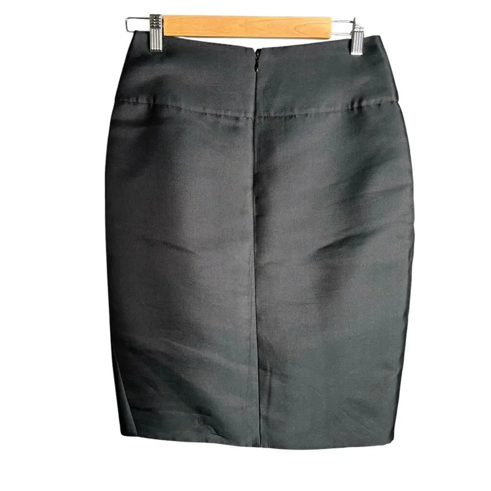Giambattista Valli Silk Blend Gathered Midi Straight Skirt Black Size XS